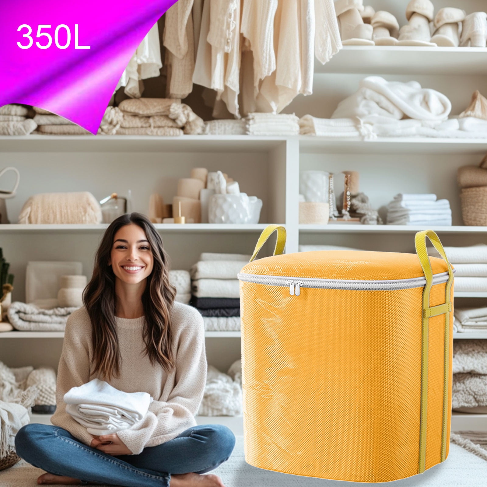 Gpaecead 64gal Extra Large Heavy Duty Large Durable Heavy-Duty Sturdy Strong Clothes Blacket Moving Bag Tote Boxes (Pack of 2), 64gal, Orange