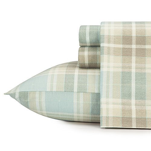 Laura Ashley 216253 Cranbourne Plaid Flannel Sheet Set King Blue