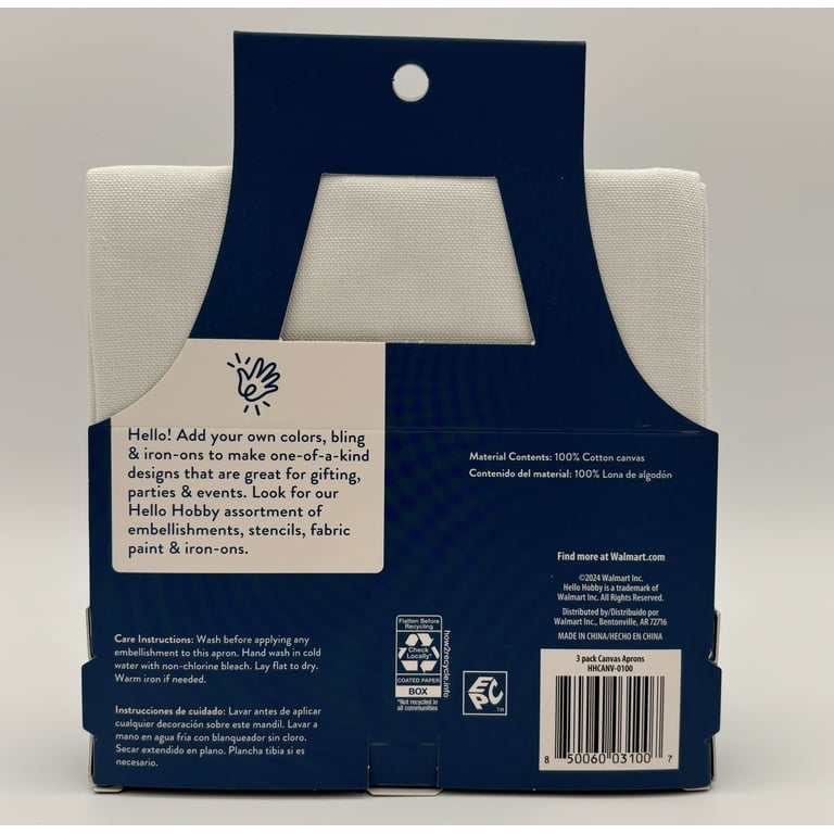 Hello Hobby 3 PK White Canvas Aprons - Walmart.com