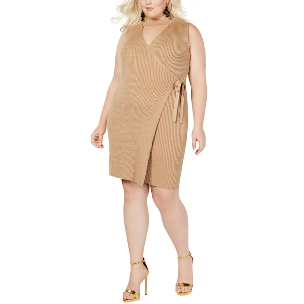 ¿Que qué? Vestido cruzado con recortes para mujer, Metálico, 1X
