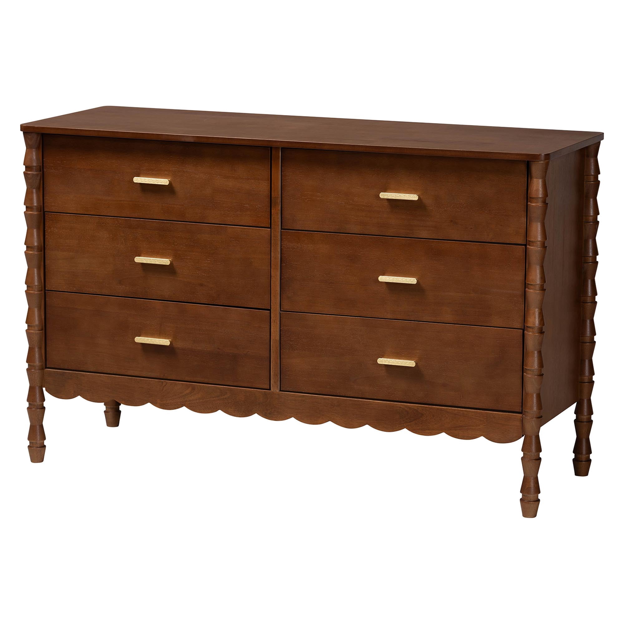 Baxton Studio Danette Modern Bedroom Set, 4-Piece with Two Nightstands, Queen, Walnut Brown