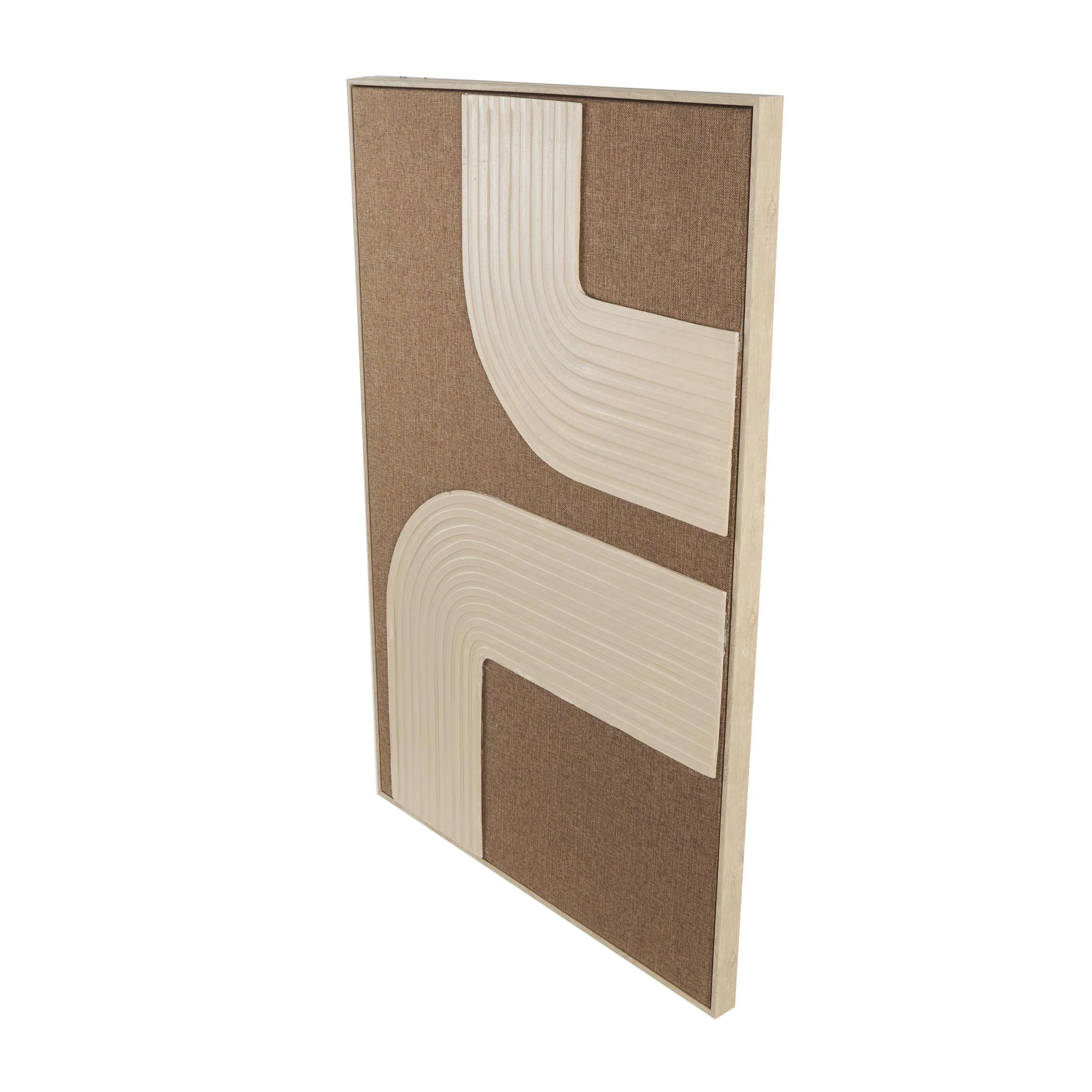 33" x 49" Abstract Framed Wall Art with Tan Ribbed Arches, by DecMode