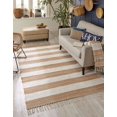 thumbnail image 1 of Unique Loom Chindi Rag Collection Hand Woven Striped Natural Fibers Beige Area Rug (9' 0 x 12' 0), 1 of 1