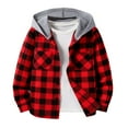 thumbnail image 4 of Mercatoo Youth Boys Plaid Hoodies Button Front Pockets Thin Hooded Sweatshirts Teen Kids Soft Fall Casual Cardigan Jackets, 4 of 4