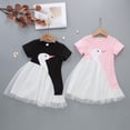 thumbnail image 3 of WIBACKER 2-8T Kid Girls Short Sleeve Dresses Summer Cartoon Swan Patchwork Lace Tulle Princess Dress, 3 of 6