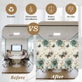 thumbnail image 6 of Vintage Flowers Window Privacy Film, Spring Floral Teal Tulip Butterfly Static Cling UV Sun Blocking Tint Film Heat Control Windows Films for Bedroom Bathroom, Window Stickers 23.6"x59", 6 of 8
