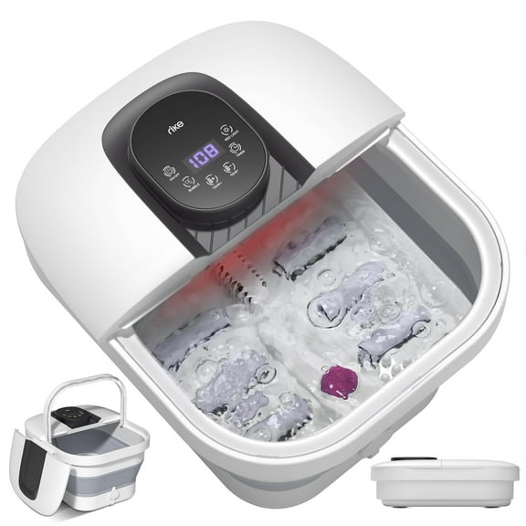 ALLJOY Collapsible Foot Spa with Heat, Bubbles, 24-Level Temp Control, Red Light, Timer, Foot Soaking Tub, Foot Bath Massager Pedicure Foot Spa