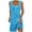 Blue, variant on Mini Length Crew Neck Dress-Youthful Summer Energy,Women's Printed Round Neck Casual Sleeveless Suspender Dress