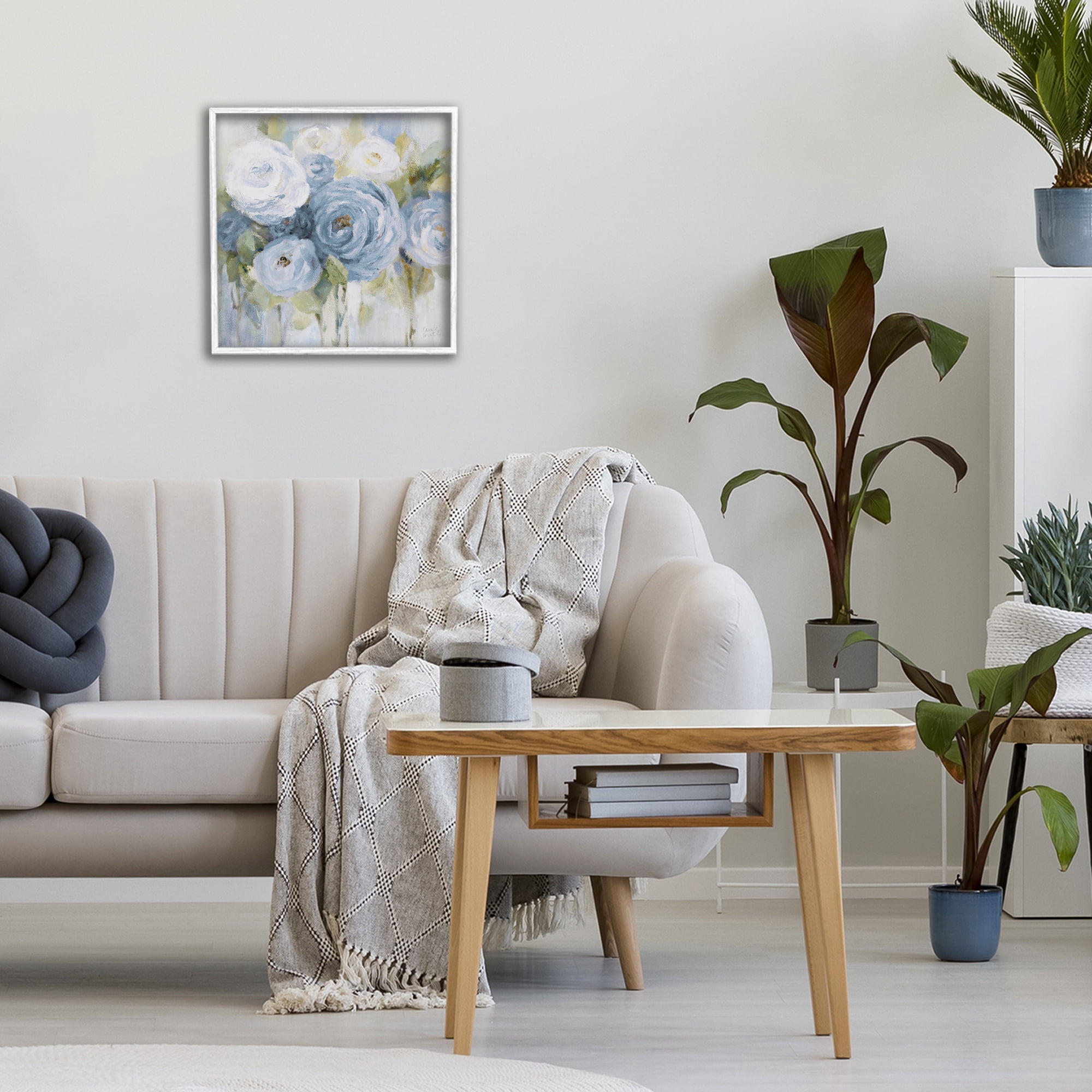Stupell Industries Softly Blooming In Blues White Framed Giclee Art, design by Lanie Loreth