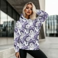 thumbnail image 5 of COEQINE Tops Oversized Women's Hoodies Sweatshirts Pullover Fashion Y2K Loose Crewneck Fit Soft Casual Wear Long Sleeves Purple Flower Hooded Sweatshirt Outfits Clothes, M, 5 of 7