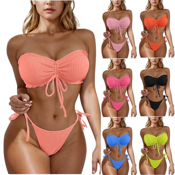 Bxsruta Women's Adjustable Suspenders Backless Bikini Set, Fashionable Comfortable Nylon High Cut Slimming Swimming Vacation Beachwear