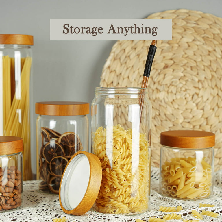 41 Oz Labina Glass Storage Container Airtight Food Jars Kitchen Canister  with Wood Lids,Pantry Organization Glass Jar for Nuts, Flour, Sugar,  Cookie