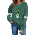 thumbnail image 2 of LEKWK St Patricks Day Women Leopard Print Hearts Long Sleeve Tops Crew Neck Sweater Tops Casual Tops Plaid Pattern Lounge Wear, 2 of 6