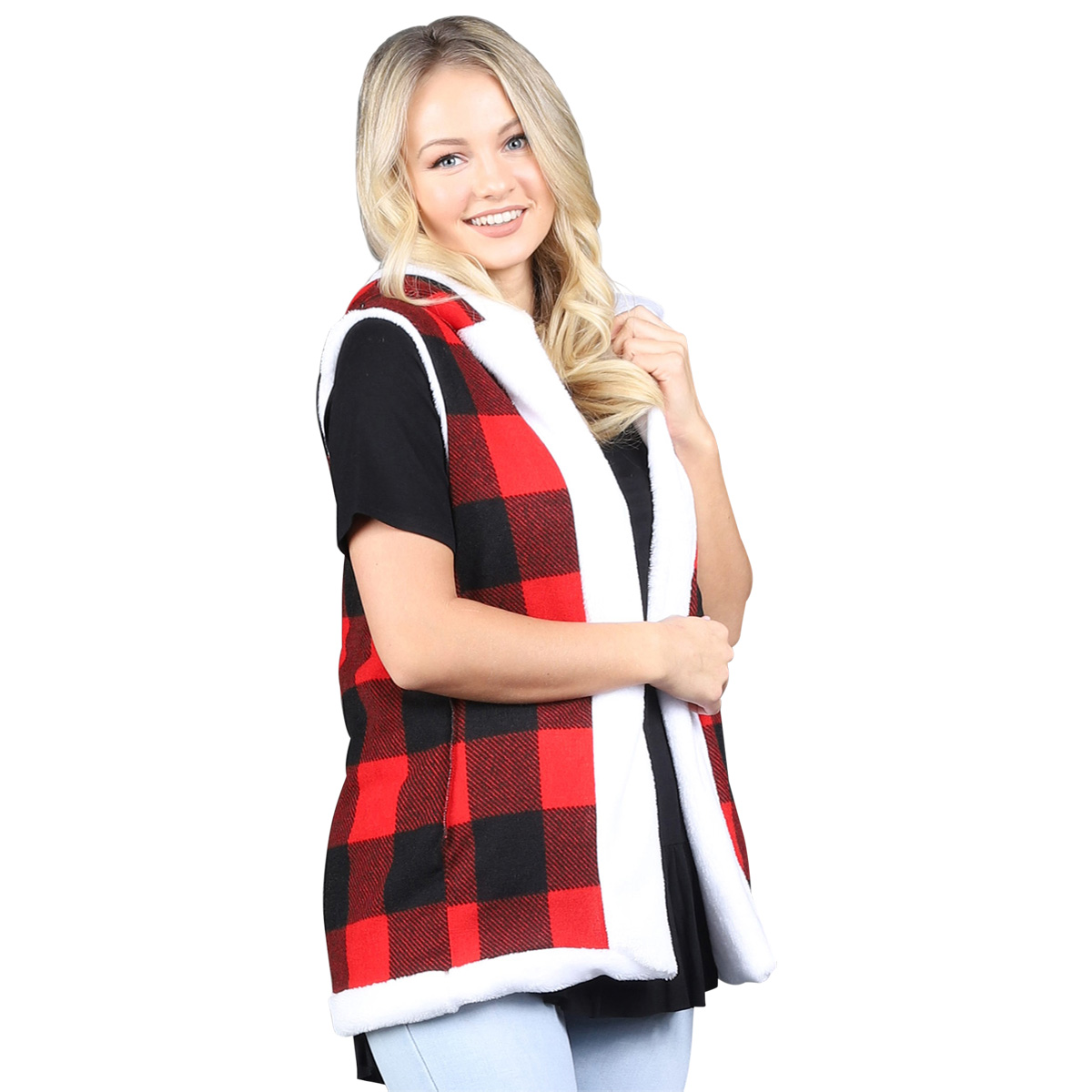 christmas plaid vest womens
