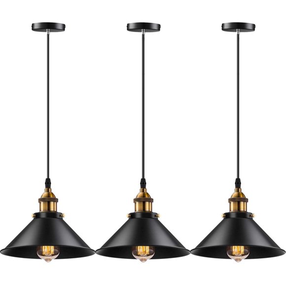 JSXing Luz Colgante Industrial,Vintage Lámpara Colgante de Techo con Base de Bombilla E26, Moderna Lámpara para Cocina Recamara Comedor Dormitorio Sala Cafetería