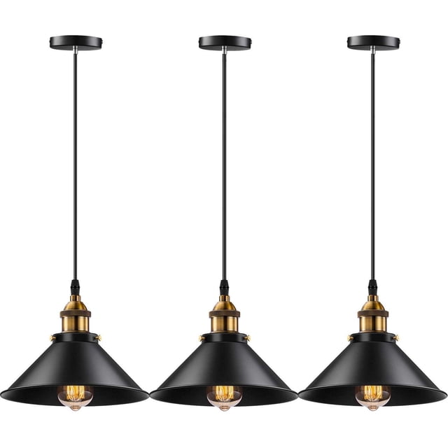 JSXing Luz Colgante Industrial,Vintage Lámpara Colgante de Techo con Base de Bombilla E26, Moderna Lámpara para Cocina Recamara Comedor Dormitorio Sala Cafetería