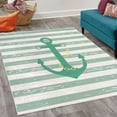 thumbnail image 2 of Striped Decorative Rug, Ship Anchor Chain Marine Life Inspired Lines Background Ocean Sailing, Quality Carpet for Bedroom Dorm and Living Room, 6 Sizes, Almond Green, by Ambesonne, 2 of 4