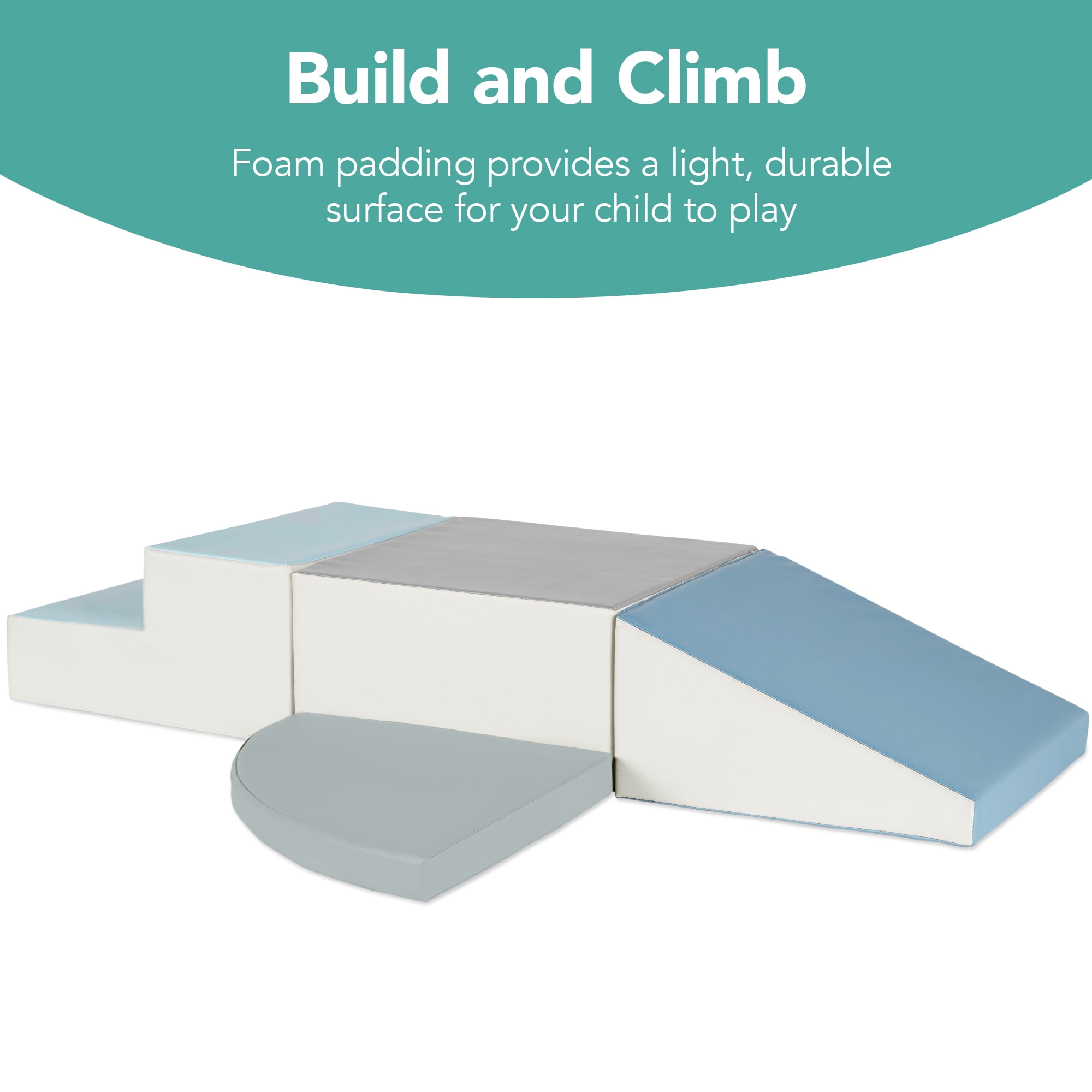 Best Choice Products Soft Foam Climbing Blocks for Toddlers, 4-Piece Play Set, Easy-Clean Vinyl - Blue