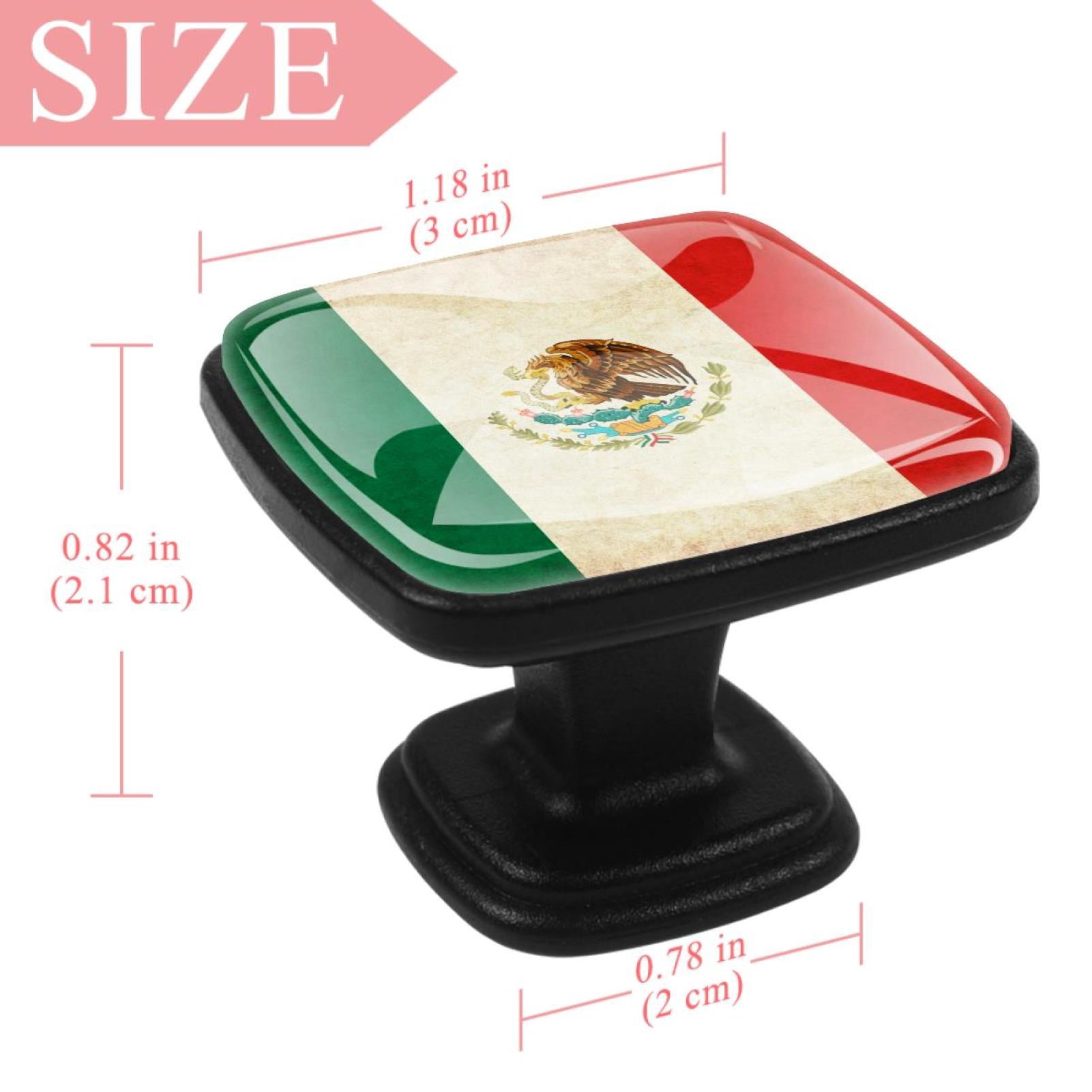 4 Pcs Square Cabinet Handle Cupboard Knob Drawer Pulls Handle Mexican Flag Drawer Knobs with Screws Furniture Decoration