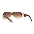 thumbnail image 4 of Womens Coy Metal Jewel Designer Fashion Shield Wrap Sunglasses Gold - Brown, 4 of 4