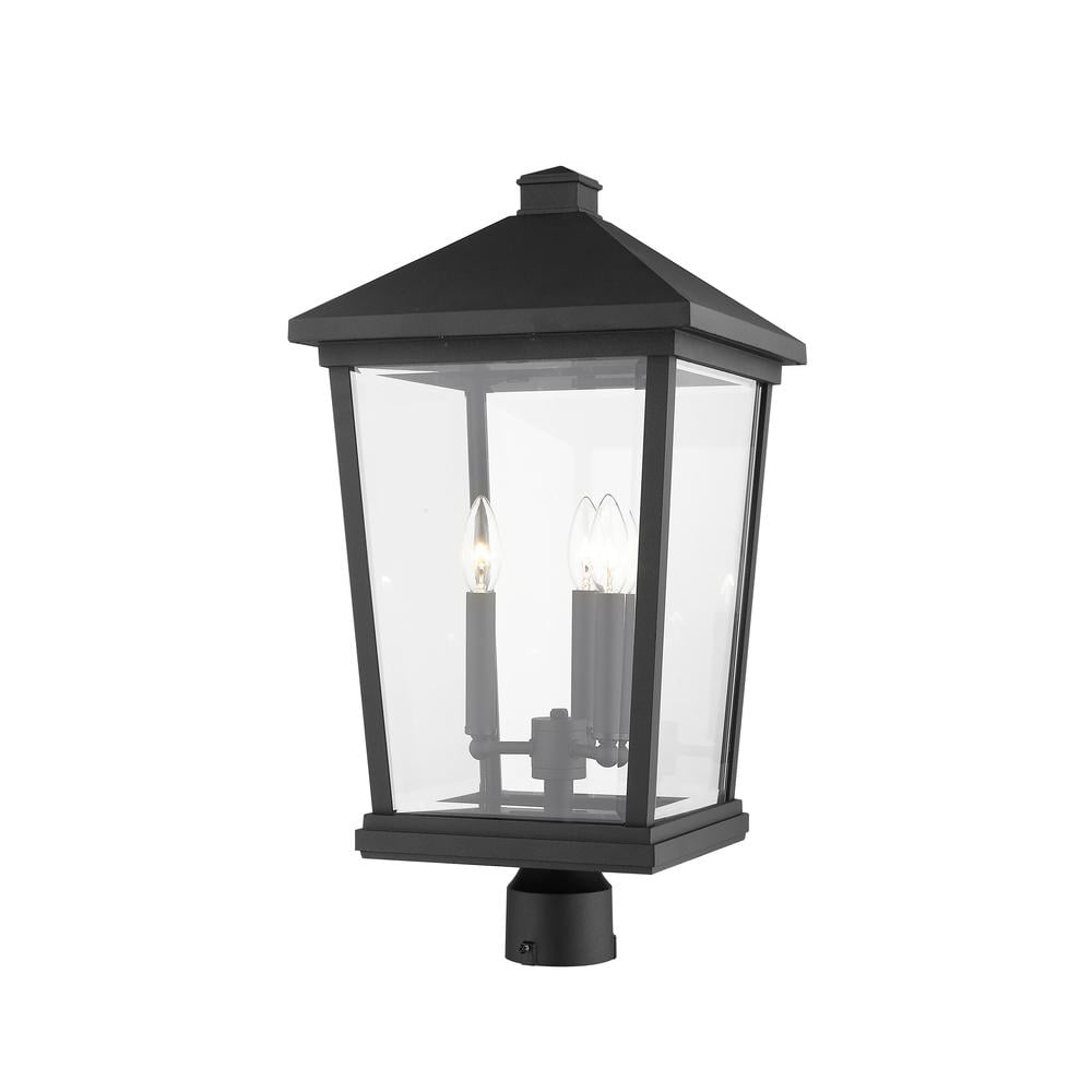 Beacon 3 Light Outdoor Post Mount Fixture Clear Beveled