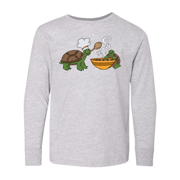 Inktastic Cute Turtle Chefs Making Soup Long Sleeve Youth T-Shirt