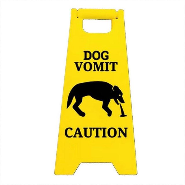 Dog Vomit Warning Sign Decoration, Fun Gift for Cat Lovers B