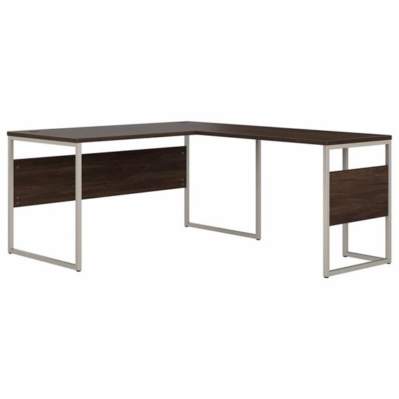 Pemberly Row 60W x 30D L Shaped Table Desk in Black Walnut - Engineered Wood
