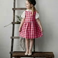 thumbnail image 7 of Girl's Plaid Linen Dress Pleated Sleeveless Casual Summer Dresses Bow Tie Back Crew Neck Tank Sundress (5 Years, Red), 7 of 7