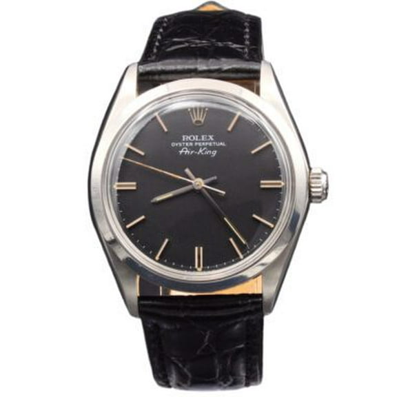 Pre-Owned Mens Rolex Stainless Steel 5500 Air-King Watch Black Dial