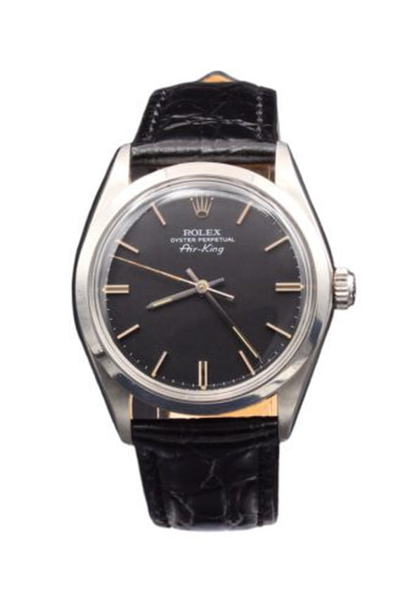 Pre-Owned Mens Rolex Stainless Steel 5500 Air-King Watch Black Dial
