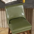 thumbnail image 6 of Soges Swivel Bar Stool with Cushion Set of 2, PU Leather Counter Height Bar Chair with Rubber Wood Legs, Green, 6 of 10