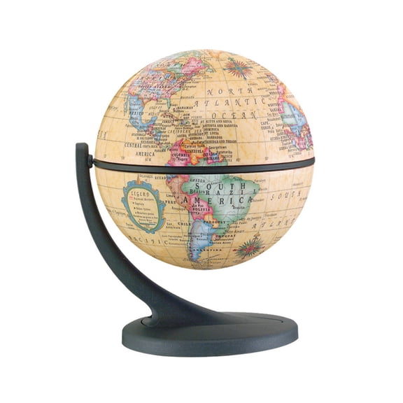 4.2″ Light Brown Desk Globe with Stand – Mini Desktop World Globe for Office & Home Decor, STEM Educational Gift