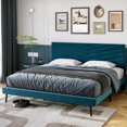 thumbnail image 6 of Homhougo—Queen Size Bed Frame, Upholstered Platform Queen Bed Frame with Adjustable Headboard, Velvet Bed Frame Queen, Wood Slats Support, No Box Spring Needed, Green, 6 of 6