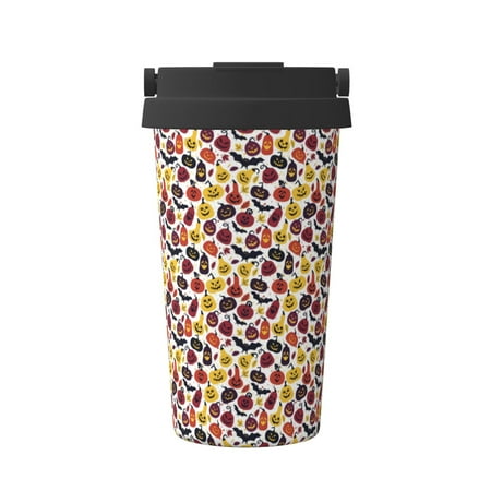 

Uemuo Halloween Pumpkin Print Carry Insulated Coffee Mug Travel Mug with Hidden Handle Insulated Coffee Flask Leak-proof Travel Mug Insulated Mug for Office