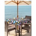 thumbnail image 2 of Outdoor Tablecloth with Umbrella Hole and Zipper, Easter Square Table Cloth 60x60 Inch Waterproof Tablecloth, Spring Colorful Eggs Bunny Flower Plant Black Picnic Table Cover for Patio Camping, 2 of 7
