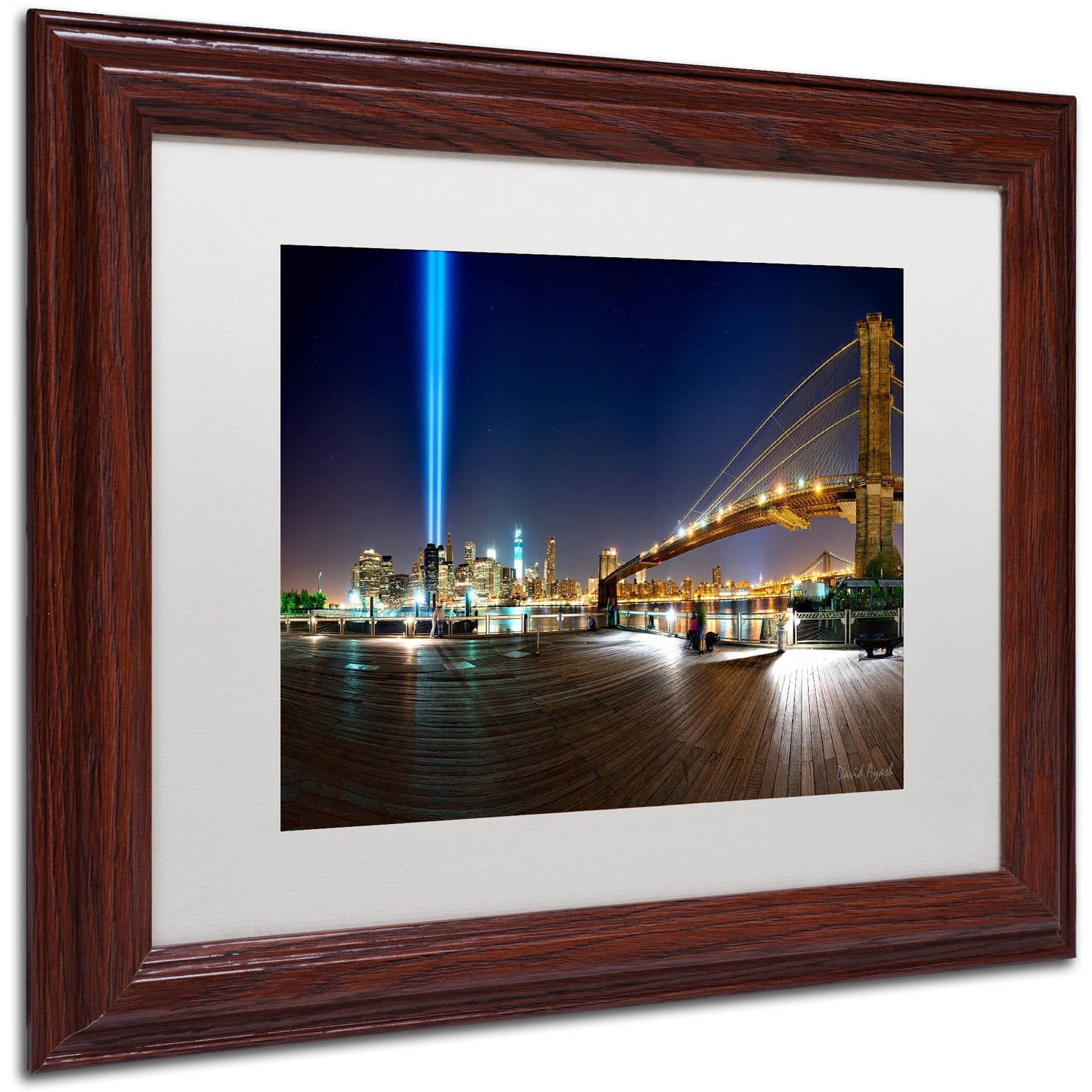 Trademark Fine Art "Never Forget" Canvas Art by David Ayash White Matte, Wood Frame