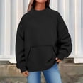 thumbnail image 6 of BODOAO Womens Mock Neck Sweatshirt Long Sleeve Pullover with Kangaroo Pocket and Ribbed Trim Relaxed Fit Casual Cozy Fashion Top for Fall and Winter Outfits Black 2XL, 6 of 7