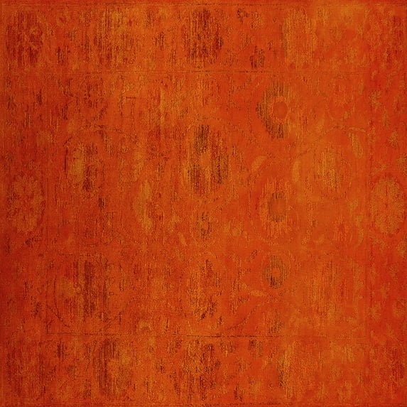 Ahgly Company Indoor Square Oriental Yellow Industrial Area Rugs, 4' Square