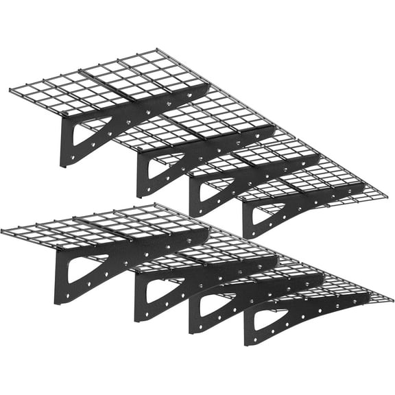 2-Pack Garage Wall Shelving, 2x6ft Walls Shelf Storage Rack, Sturdy Walls Shelves for 1200 LBS, Black, Heavy Duty Garage Shelving Wall Mounted for Storeroom, Kitchens and Basement, 70.86" x 23.6"