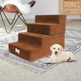 thumbnail image 5 of 4 Steps Dog Stairs Dog Ramp Ladder Non Slip Puppy Removable Cover for Indoor Brown, 5 of 8