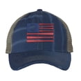thumbnail image 4 of American Flag Baseball Cap - Distressed Flag with Baseball Bats - Vintage Patriotic Strapback Hat (Brown), 4 of 7