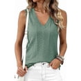 thumbnail image 7 of BTFBM Womens Tank Tops Summer Eyelet Crossed V Neck Sleeveless Casual Loose Fit Basic Spring Top Vacation Outfits, 7 of 7