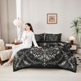 thumbnail image 4 of Castle Fairy Gothic Bat Queen Bedding 7pcs,Vintage Flower Damask Bedding Comforter Set Queen,Gray Black,Black Reversible, 4 of 7