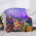 thumbnail image 3 of Fuzoiu Colorful Purple Cosmos Flower Print Flannel Blanket,Throw Blanket,Flannel Home Decor,Fleece Bed Blankets,Cozy Soft Blanket for Bed, Sofa, Camping, and Travel-80"x60", 3 of 6