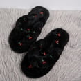 thumbnail image 5 of QINGFSAP Womens Cherry Embroidery Thong Slippers Plush Strap Warm Winter House Slippers, 5 of 9