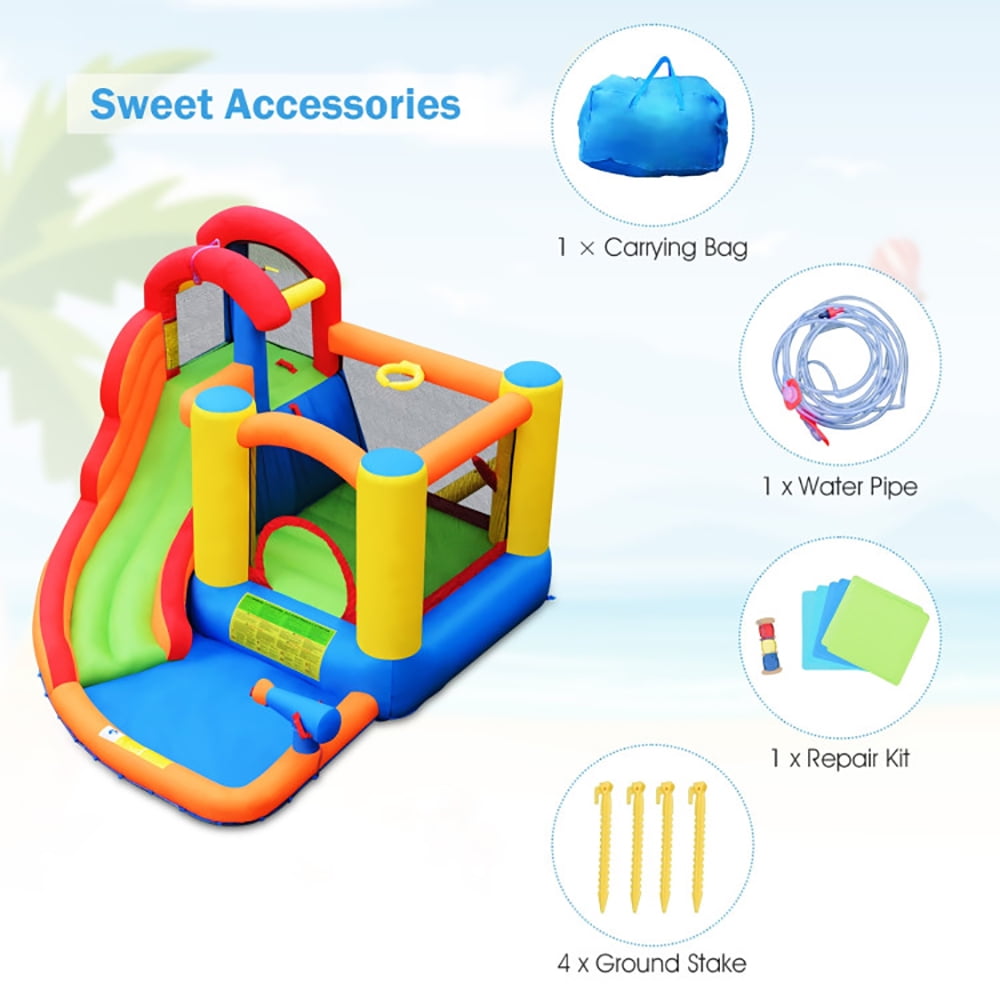 Aimee Lii Inflatable Bounce House Water Slide with Pool and Cannon Without Blower, Playhouse for Kids Outdoor