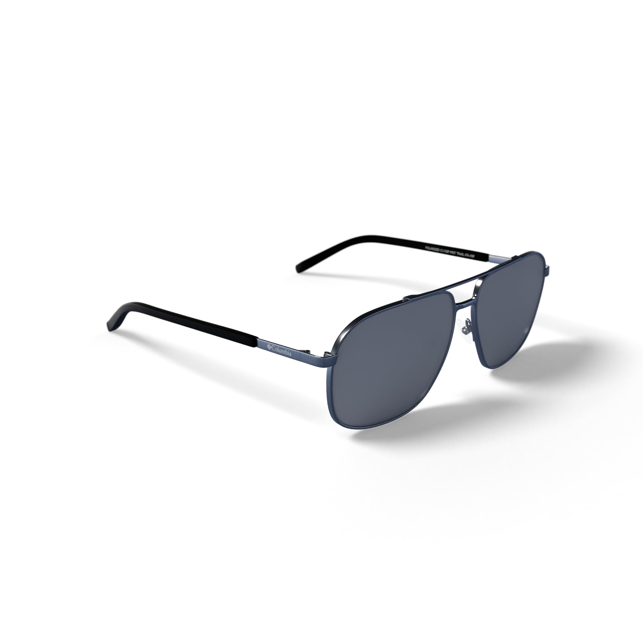 Columbia Mist Trail Navigator Sunglasses Shiny Gunmetal Frame Silver Mirror Polarized Lens