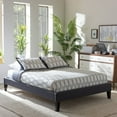 thumbnail image 2 of Baxton Studio Lancashire Modern and Contemporary Fabric Upholstered Bed Frame with Tapered Legs , Multiple sizes, Multiple colors, 2 of 4