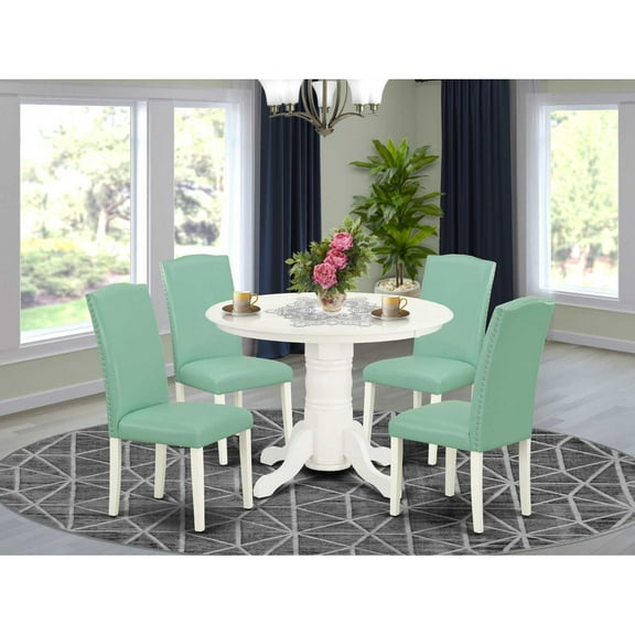 East West Furniture Dining Room Set Linen White, SHEN5-LWH-57